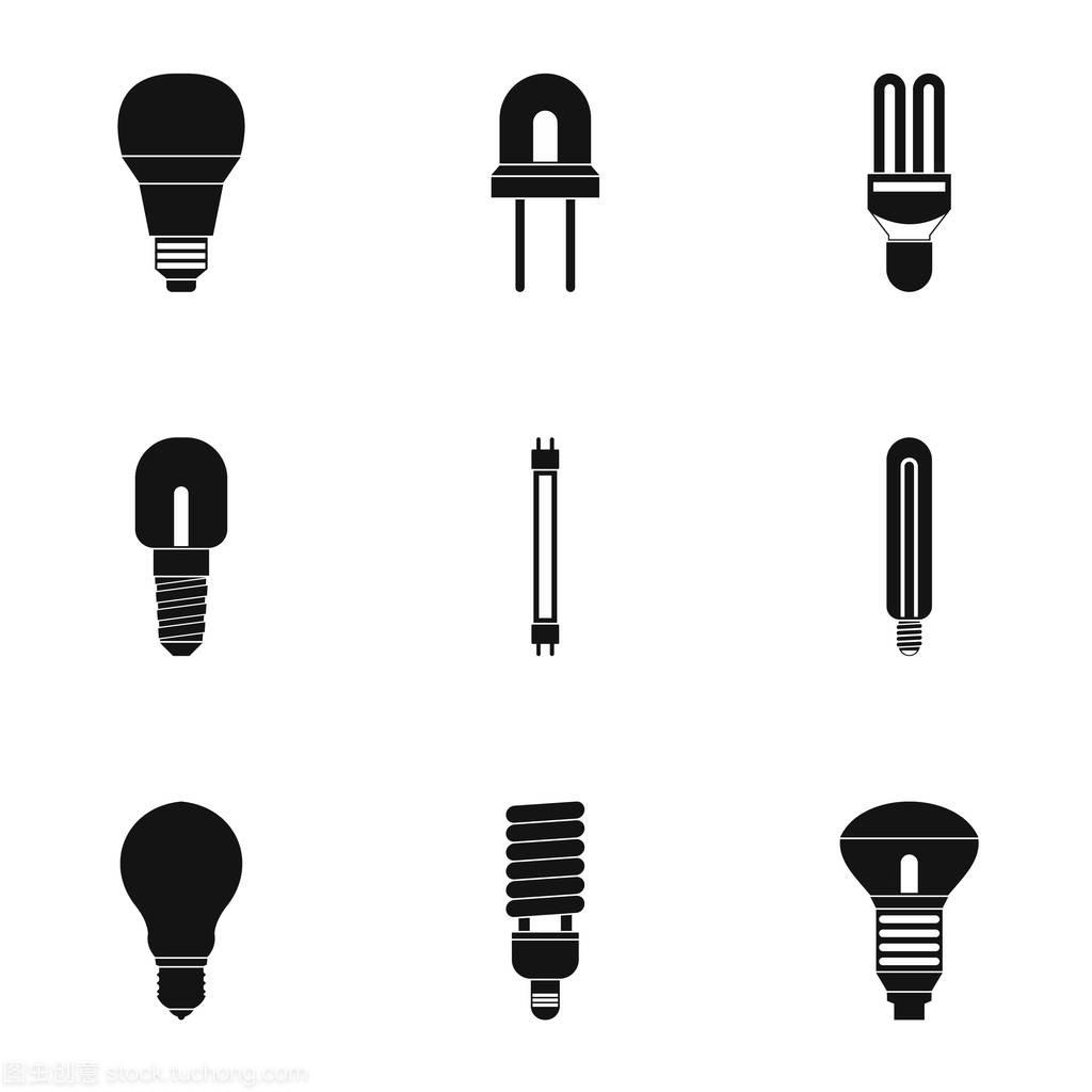 照明的圖標(biāo)集,簡(jiǎn)單的樣式